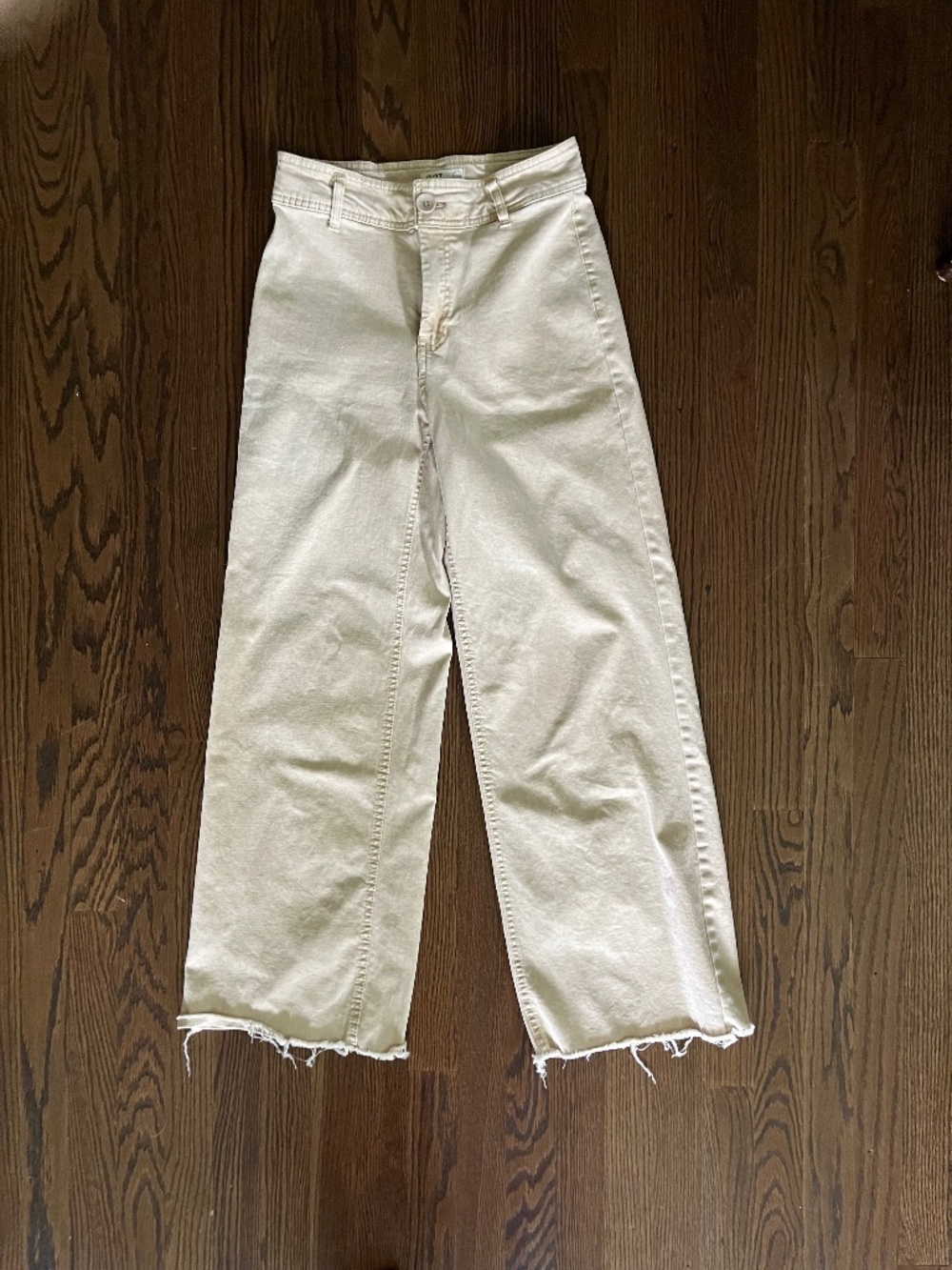 Stone Colored High Waisted, Wide Leg Jean/Pant